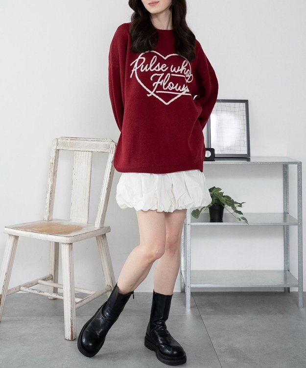 WEGO 【洗える】グラフィックニットBIGプルオーバー 柄13