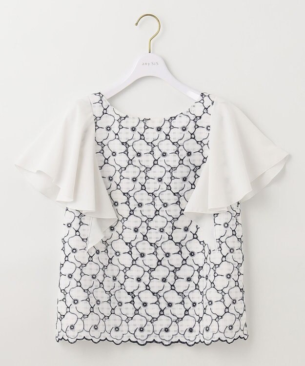 ANY SIS 【優木まおみさんコラボ】愛しの着回し カーディガン×ブラウス セット ネイビー×オフ