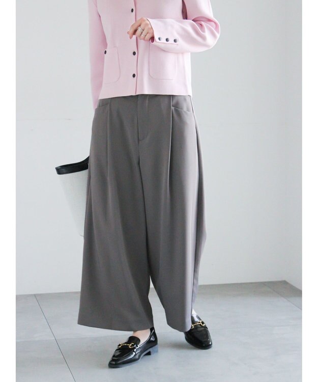 Te chichi タックポケットワイドクロップトパンツ グレー