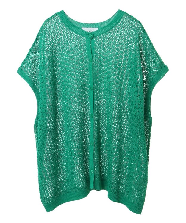 Green Parks 透かし柄ポンチョニットカーディガン Green
