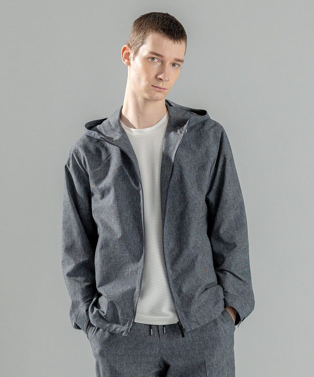 JOSEPH HOMME 新柄【洗える/ストレッチ/シワになりにくい】クールドッツストレッチ ジップアップフードブルゾン ライトグレー系