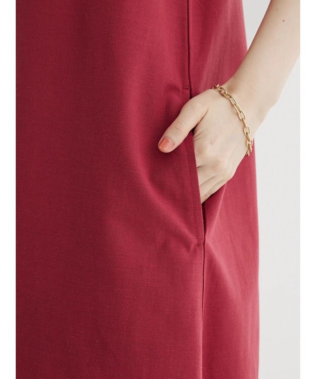 Green Parks 綿麻混ノースリーブワンピース Deep Red