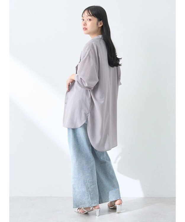 earth music&ecology ウ゛ィンテージボタンフロントポケットシャツ Light Gray