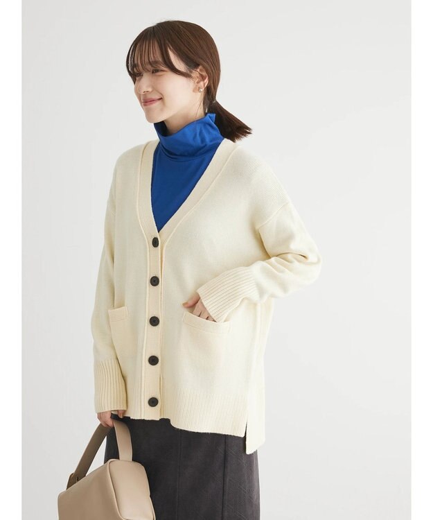 Green Parks 杢調Ｖネックカーディガン Cream