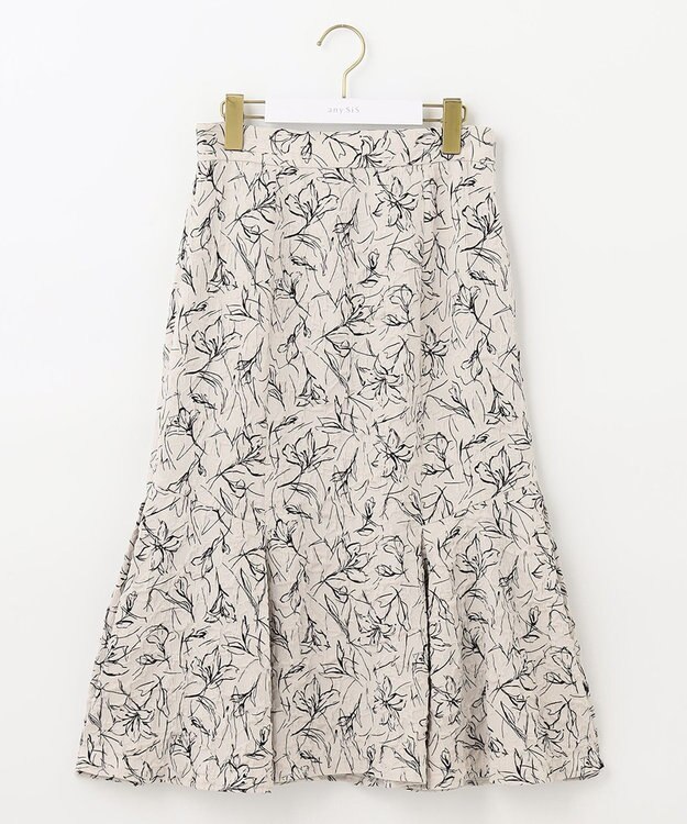 ANY SIS 【洗える】フラワーフクレジャカード スカート アイボリー×ブラック