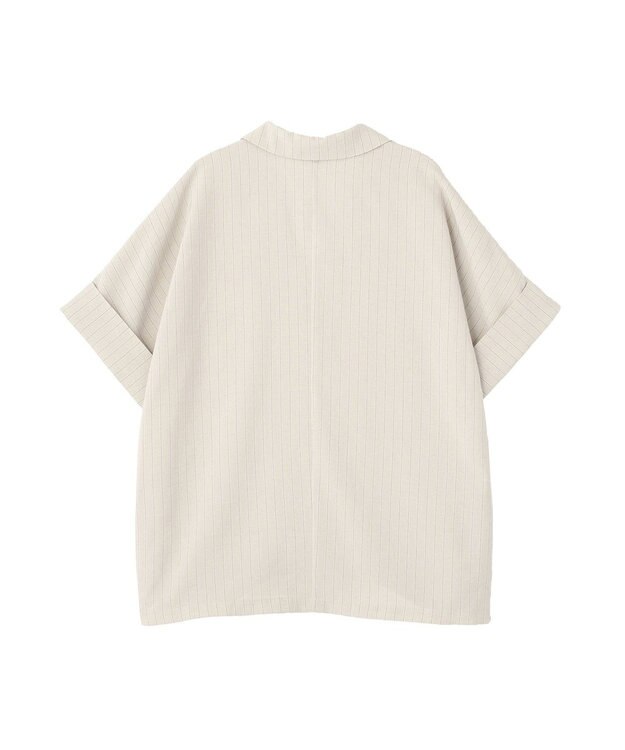 earth music&ecology 【セットアップ対応】リネンライクダブルジャケット Stripe Ivory