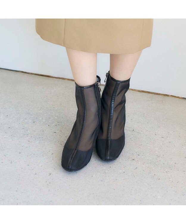 MODE ET JACOMO <noyau>ブロックヒールチュールブーツ ブラック