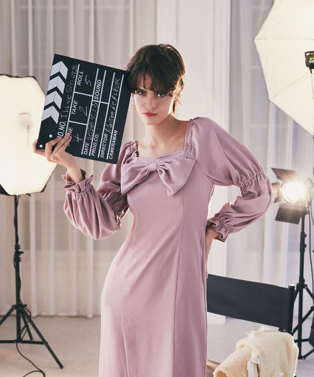 Maison de FLEUR 愛され上手なリボンワンピース Pink