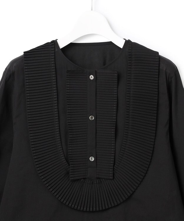 23区 【GOLD LABEL】トリアセテートオーガンジー プリーツブラウス ブラック系