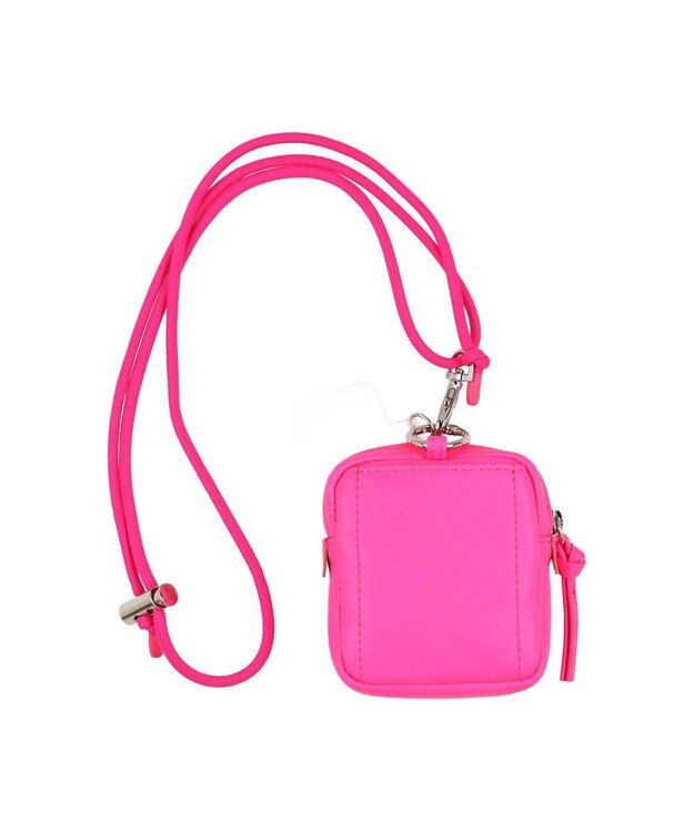 UNBILLION ペルケ perche / 蛍光レザーストラップ付き・チャームポーチショルダー ピンク