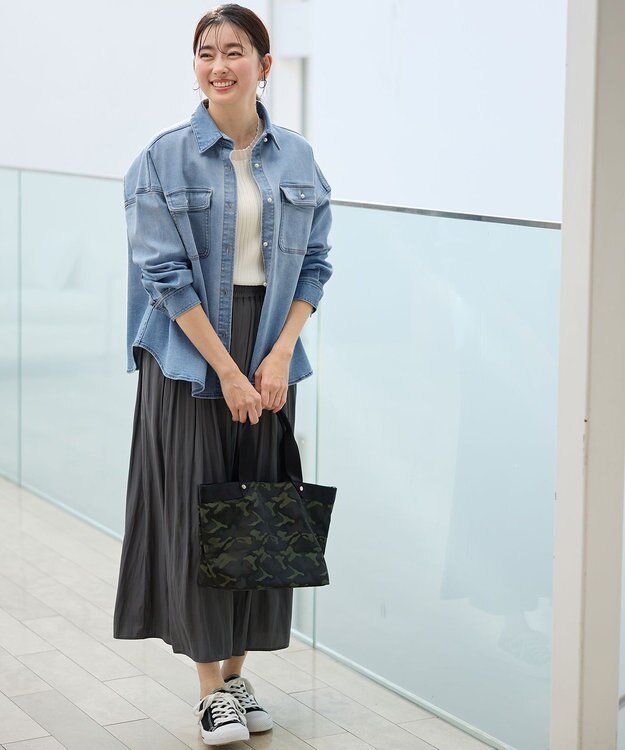 ANY 【A4サイズ収納可】テープハンドルトートバッグ カーキ(迷彩)