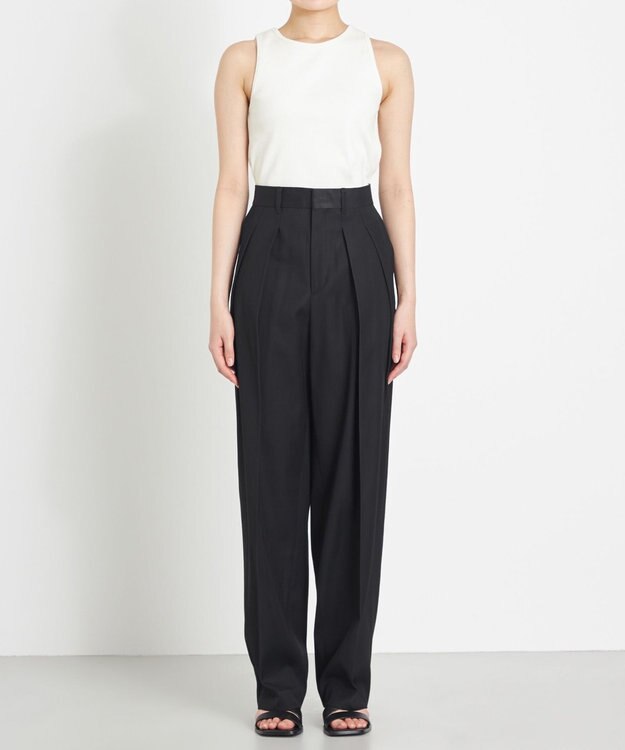 NAVE 【Nave　洗える】バルキーツイル   タックパンツ ブラック系