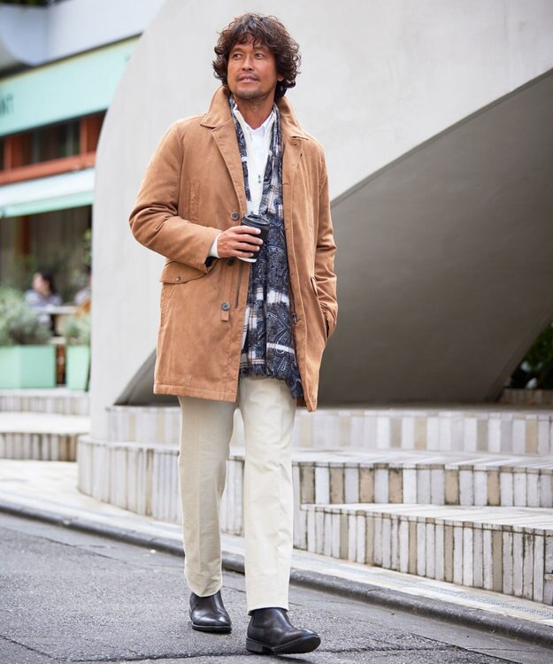 JOSEPH ABBOUD 【キルトレスダウン】ナチュラルダイスウェード ダウンコート キャメル系