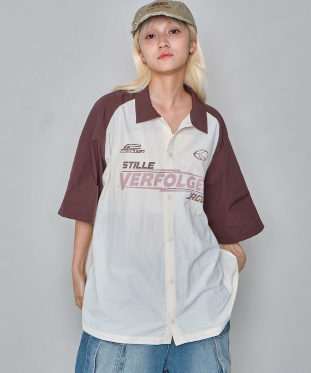 WEGO 【ユニセックス着用ITEM】ラグラングラフィックシャツ（SS） ブラウンその他