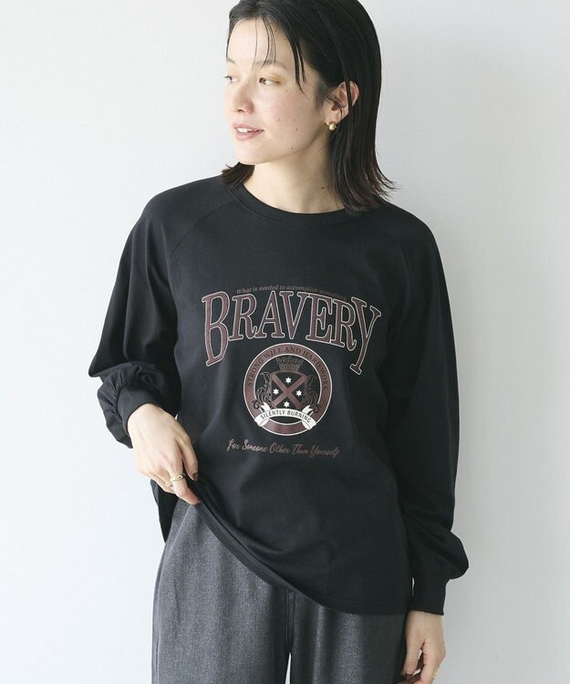 CRAFT STANDARD BOUTIQUE ラグランフロッキープリントＴｅｅ Black