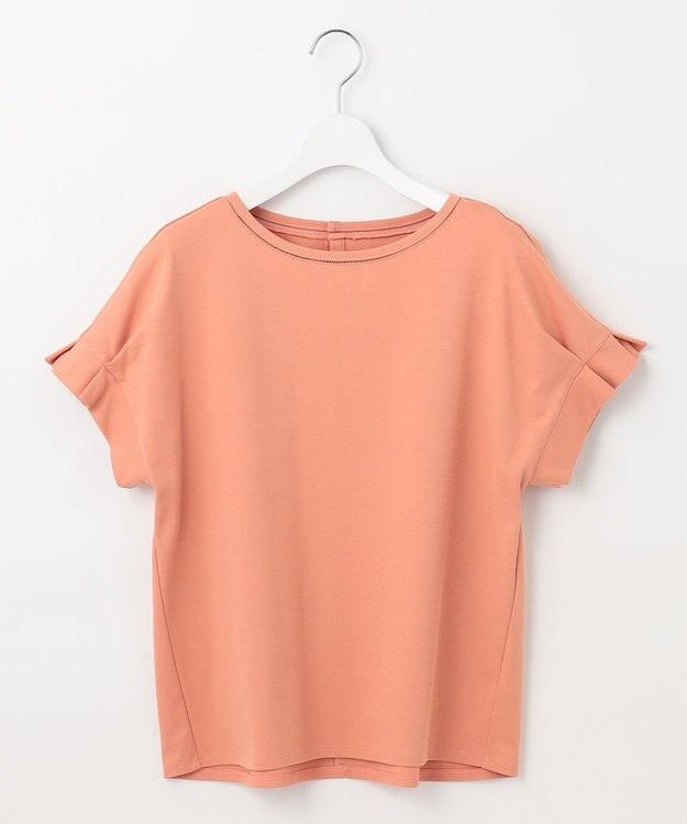 J.PRESS LADIES 【WEB限定カラーあり・接触冷感・UVケア】コンパクトコットンスムース タックスリーブ カットソー ピンク系