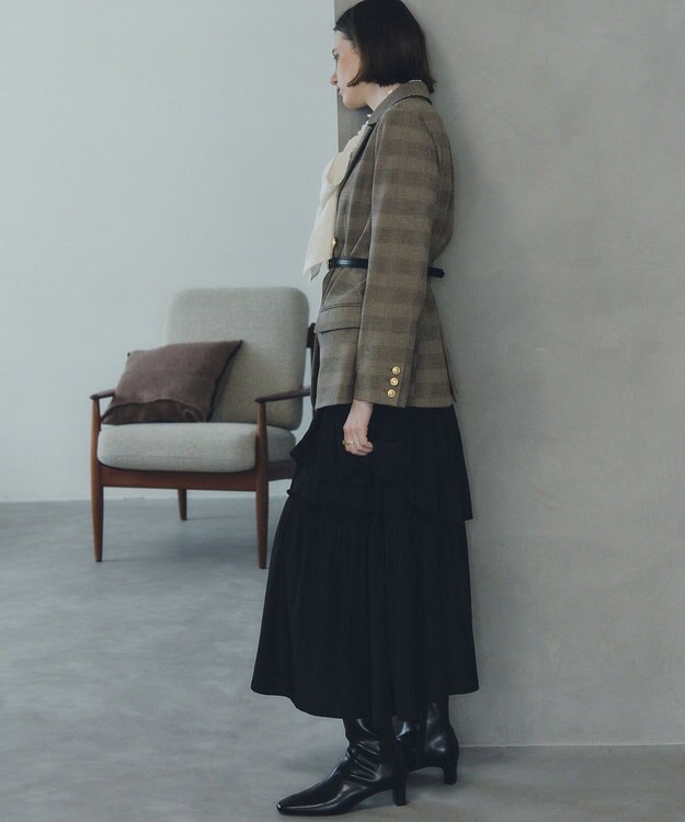 YECCA VECCA アシンメトリーラッフルスカート Black