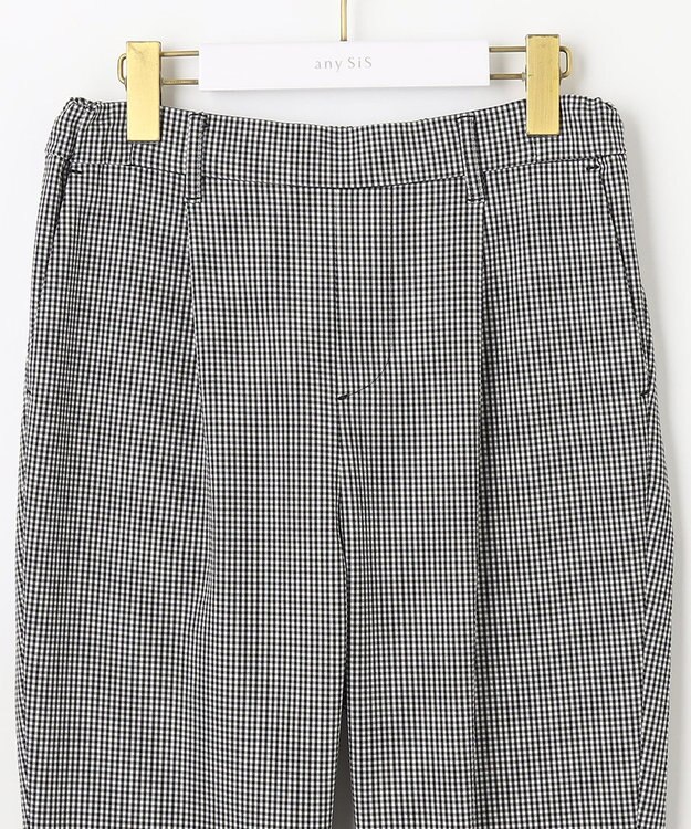 ANY SIS 【洗える】さらさらストレッチ テーパード パンツ ギンガムチェック