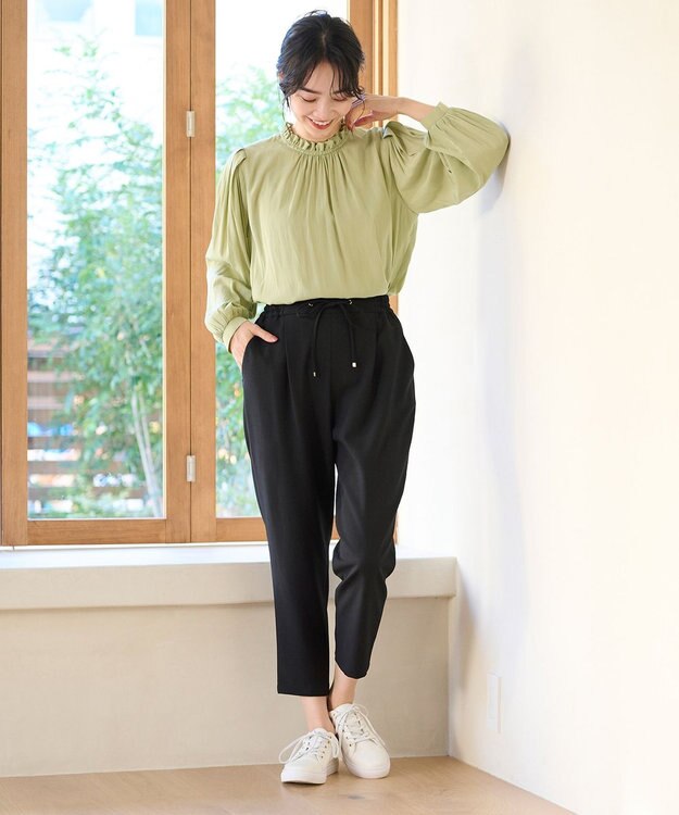 ANY 【洗濯機可・UVケア・接触冷感】フリルネックブラウス マスカット