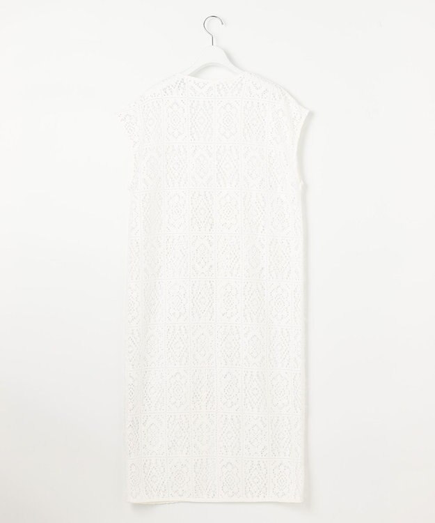 Feroux 【洗える】ヴィンテージレースロング ジレ ホワイト系