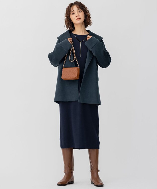 23区 【CLASSY.1月号掲載】ウールカシミヤビーバー フード付き ショートコート ダークグリーン系