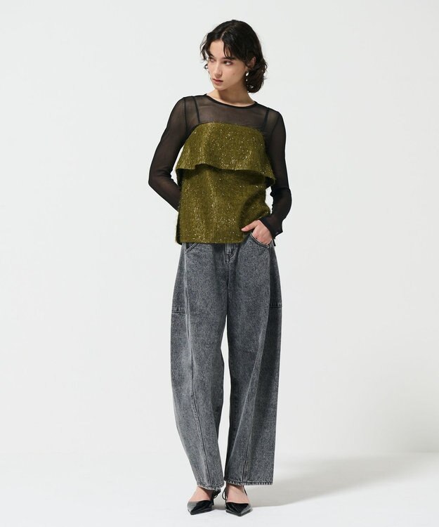 GRACE CONTINENTAL エッグラインデニムパンツ ブラック