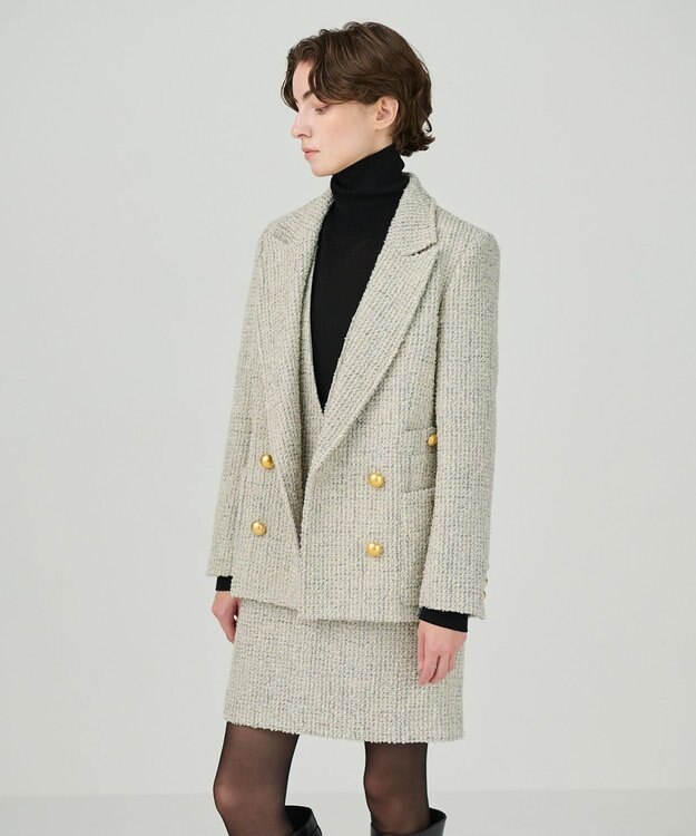 GRACE CONTINENTAL ラメループツイードジャケット ベージュ