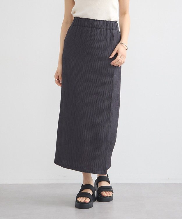 earth music&ecology 選べる丈カットナロースカート Charcoal Gray