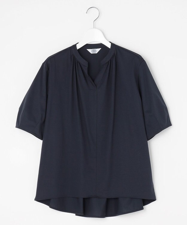 J.PRESS LADIES 【接触冷感】プレーティングジャージー ペプラム カットソー ネイビー系