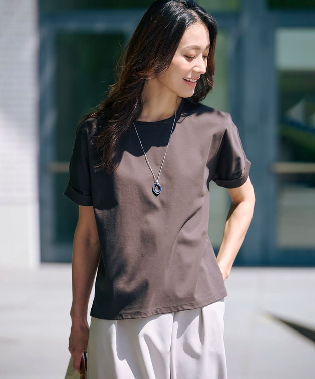 J.PRESS LADIES 【WEB限定カラーあり・洗える】コットンスムース ハシゴレース カットソー 【WEB限定カラー】ダークブラウン系