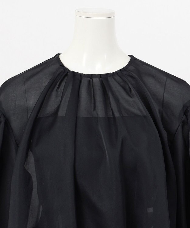 23区 【エステータ】シルクコットンオーガンジー ブラウス ブラック系