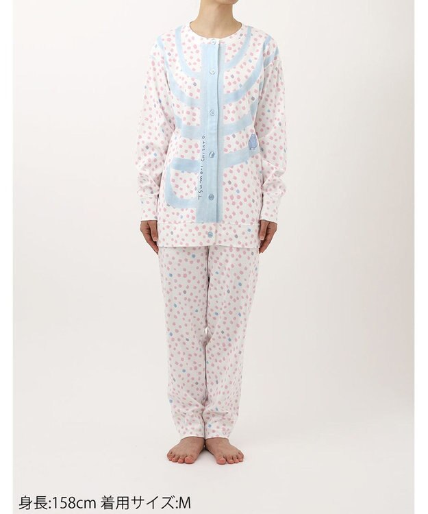 tsumori chisato SLEEP ツモリチサト パジャマ 長袖 長ズボン ルームウェア 綿100%(本体) 肌側起毛 スムース素材 上下セット 前開き tsumori chisato SLEEP UDW443 /ワコール アイボリー