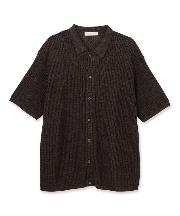 UNFILO MENS 【接触冷感】ドライタッチ メッシュニットシャツ ブラウン