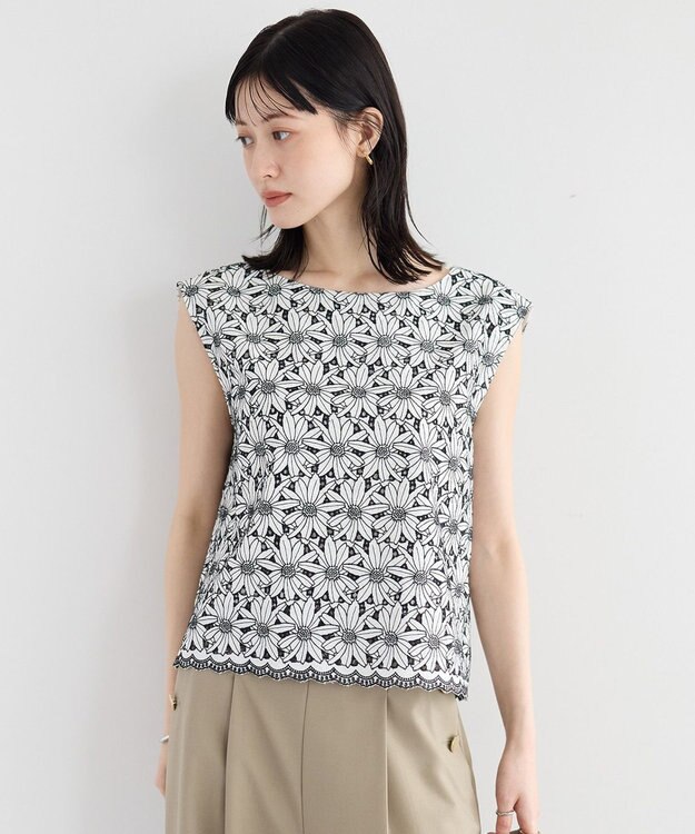 YECCA VECCA フラワーレースブラウス Off White
