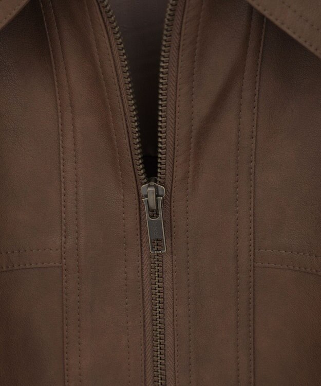 earth music&ecology フェイクレザージップジャケット Light Brown