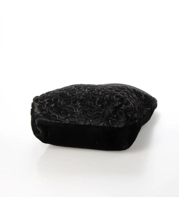 UNBILLION cachecache 花刺繍エコファーワンハンドルバッグ ブラック