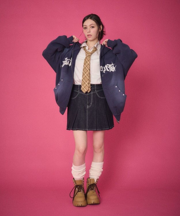 WEGO 【ユニセックス着用ITEM】グラフィックZIPパーカー ネイビー