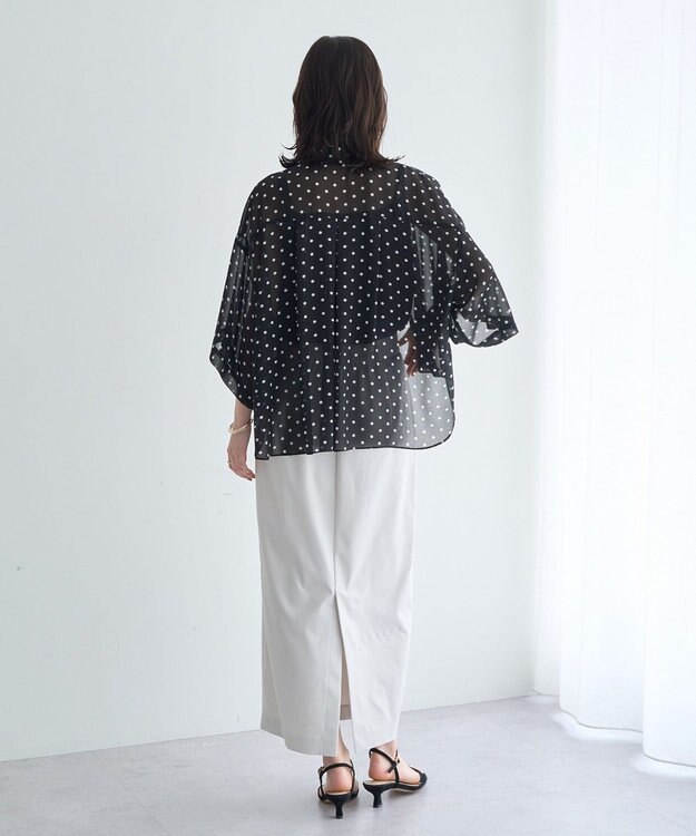 YECCA VECCA 【2点SET】キャミ付きシアードットシャツ Black
