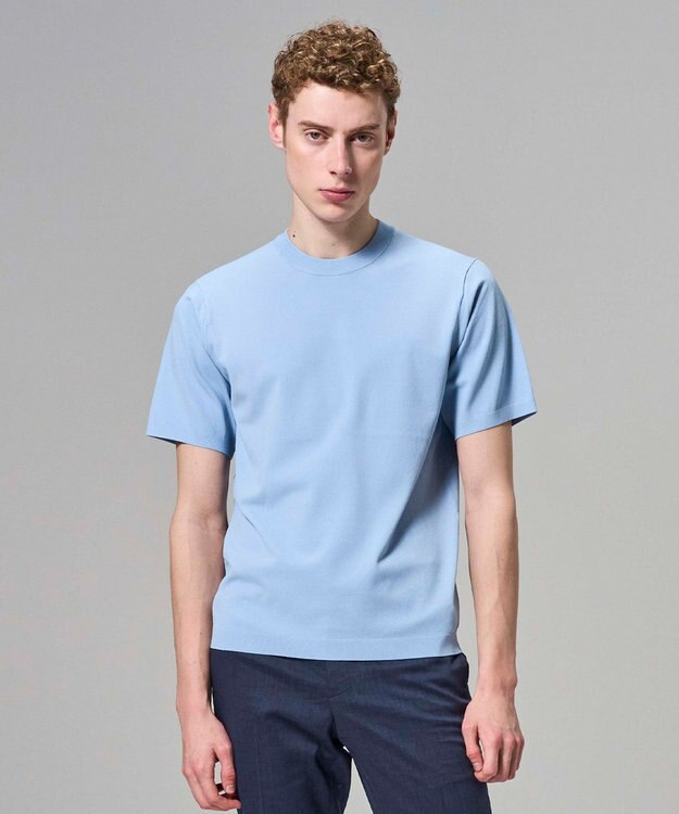 JOSEPH HOMME 【新色追加】リュクスレーヨン　クルーネック半袖ニット スカイブルー系