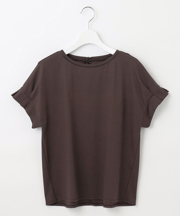 J.PRESS LADIES 【WEB限定カラーあり・接触冷感・UVケア】コンパクトコットンスムース タックスリーブ カットソー ダークブラウン系