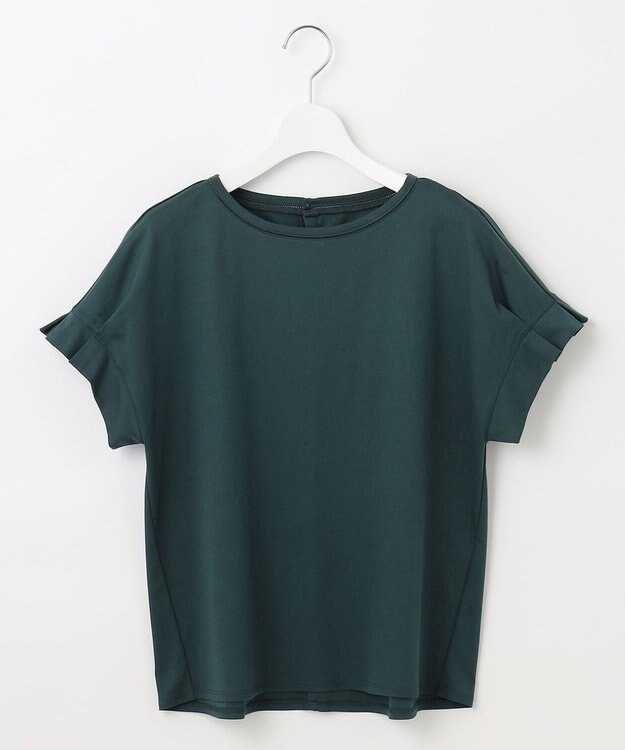 J.PRESS LADIES 【WEB限定カラーあり・接触冷感・UVケア】コンパクトコットンスムース タックスリーブ カットソー グリーン系