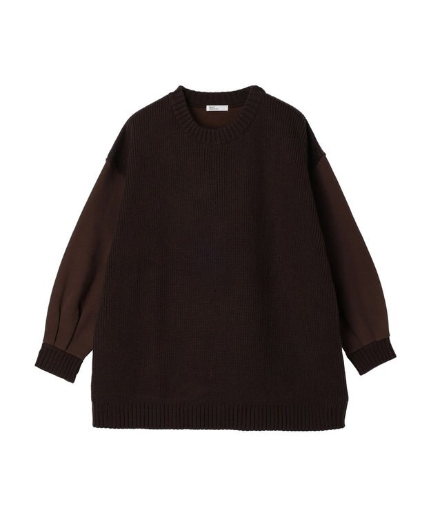 CRAFT STANDARD BOUTIQUE 片畔ニットドッキングチュニック Brown