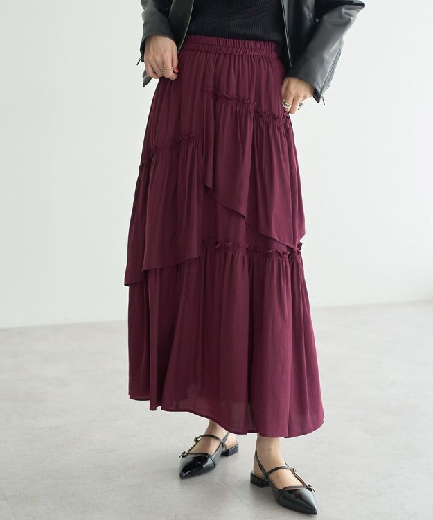 YECCA VECCA アシンメトリーラッフルスカート Wine