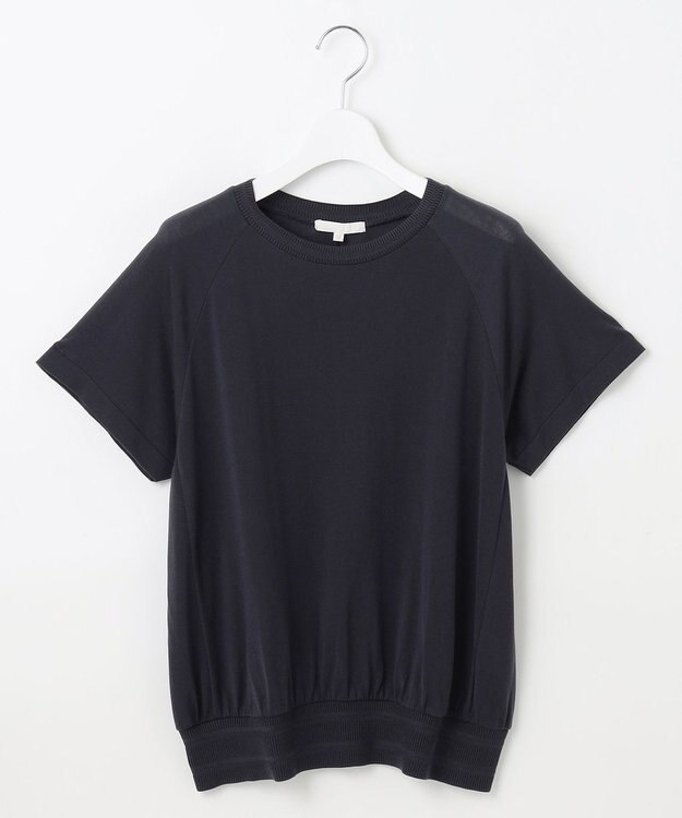 自由区 【接触冷感・UVケア・洗える】ドレーピーラグランスリーブ ニットソー ネイビー