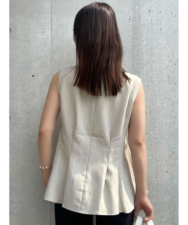 Green Parks AnriettMusee ノースリーブタックペプラムブラウス Beige