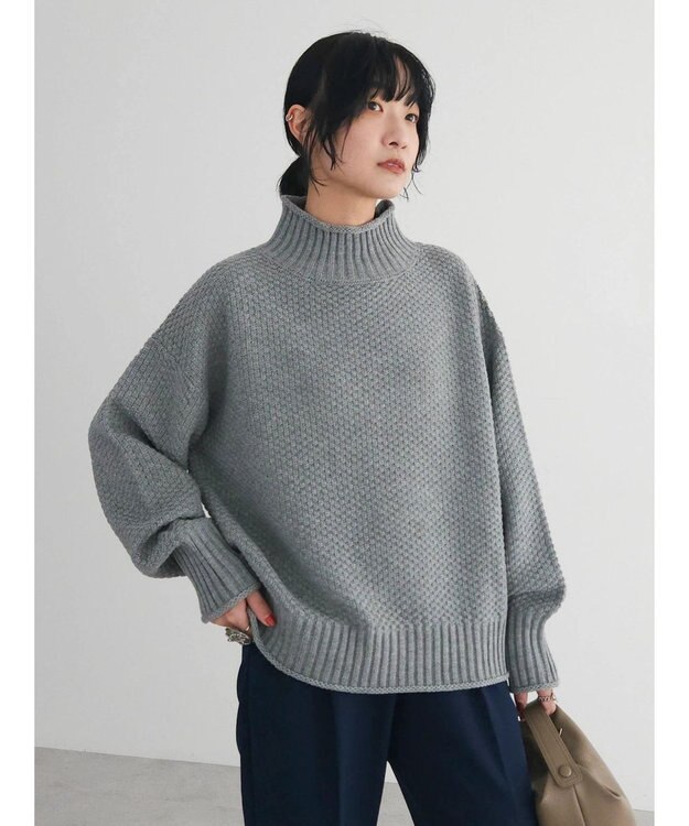 Green Parks 洗える　カノコ編みニットプルオーバー Gray Mixture