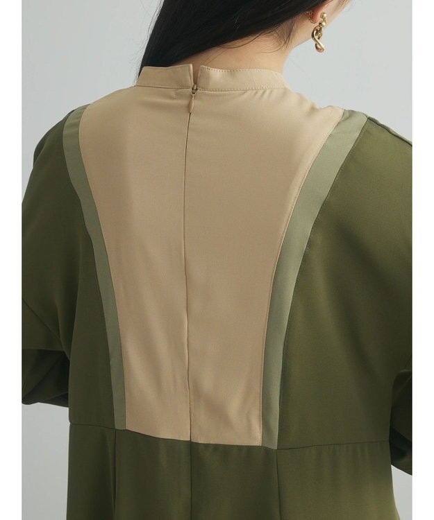 Green Parks armonia．配色パターンワンピース Khaki