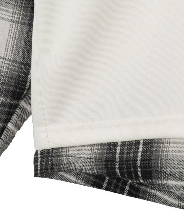 WEGO チェックレイヤードパーカー ホワイト