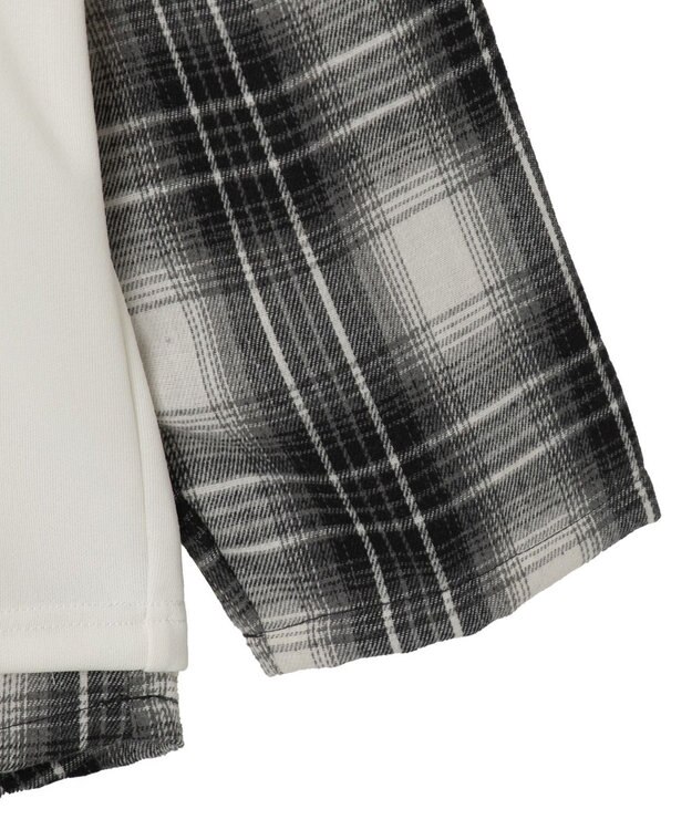 WEGO チェックレイヤードパーカー ホワイト