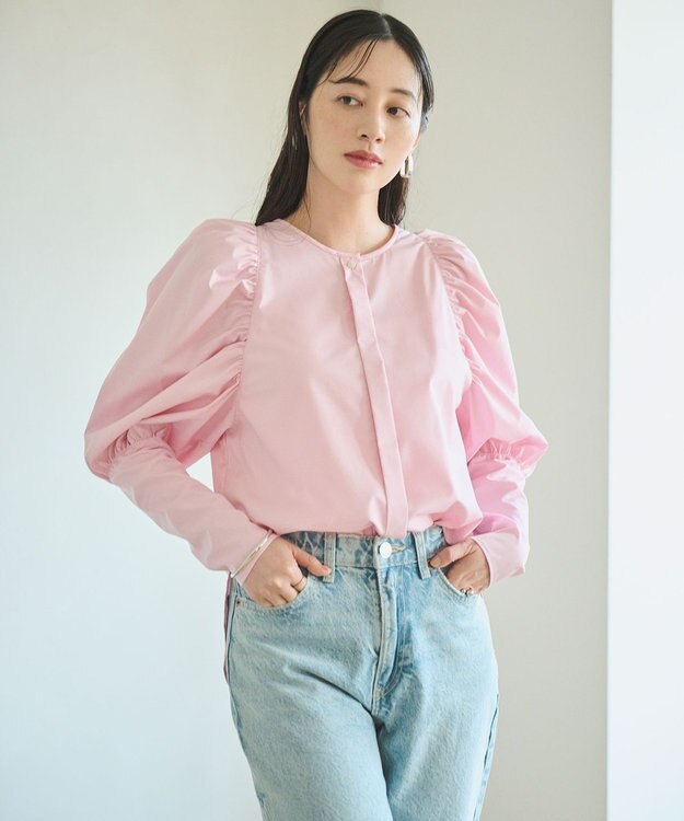#Newans 【アイロンいらず】ジュリエットスリーブブラウス ピンク
